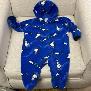 Columbia Infant Snowtop Bunting Blue Skiing Snowman Print 6-12 Months